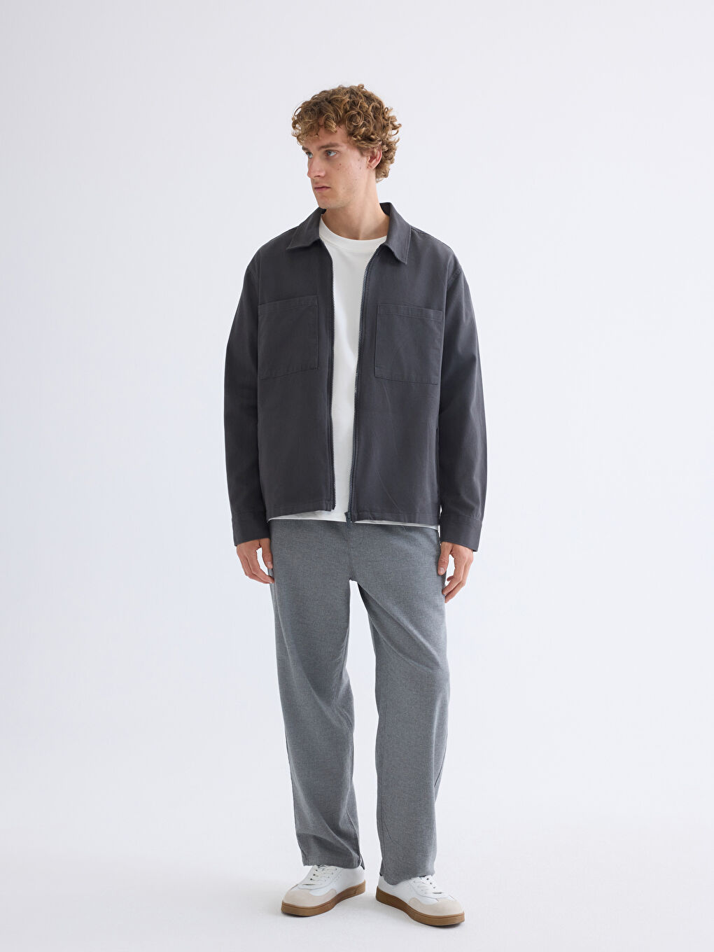 Antrasit Rahat Kalıp Erkek Gömlek Ceket-1