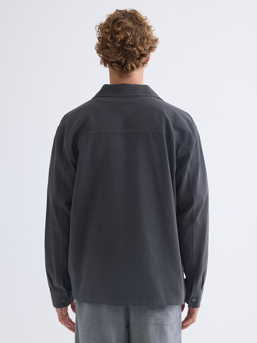 Antrasit Rahat Kalıp Erkek Gömlek Ceket-4