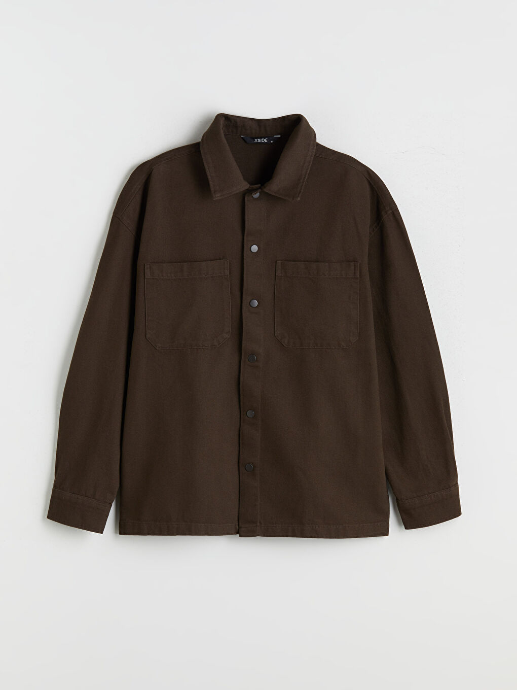 Kahverengi Rahat Kalıp Uzun Kollu Erkek Gömlek Ceket-4