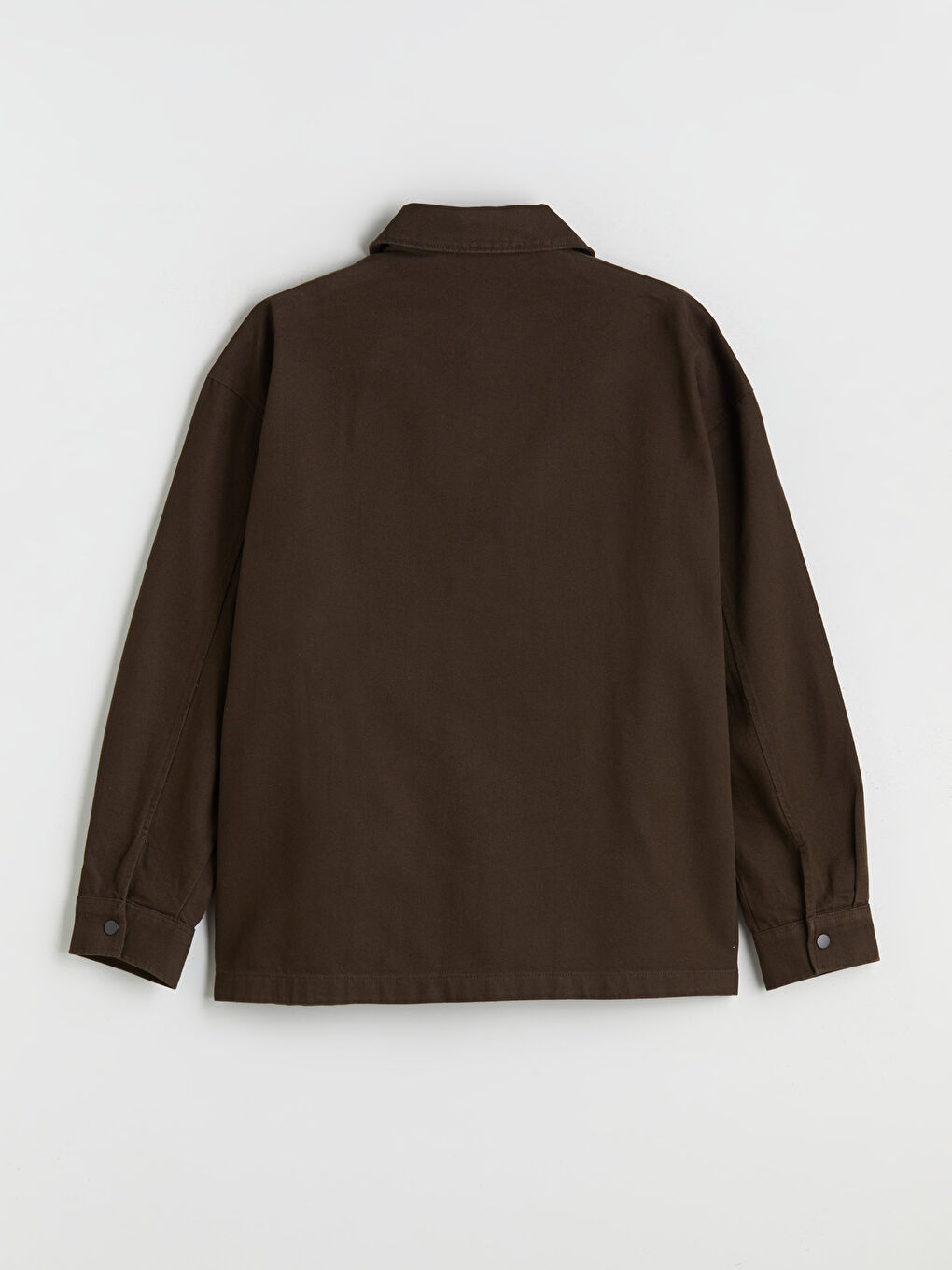 Kahverengi Rahat Kalıp Uzun Kollu Erkek Gömlek Ceket-5