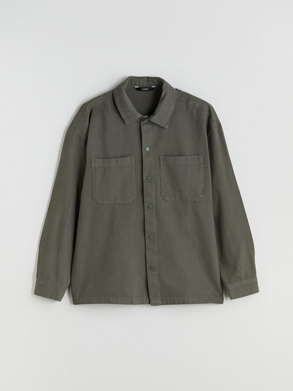 Haki Rahat Kalıp Uzun Kollu Erkek Gömlek Ceket-5