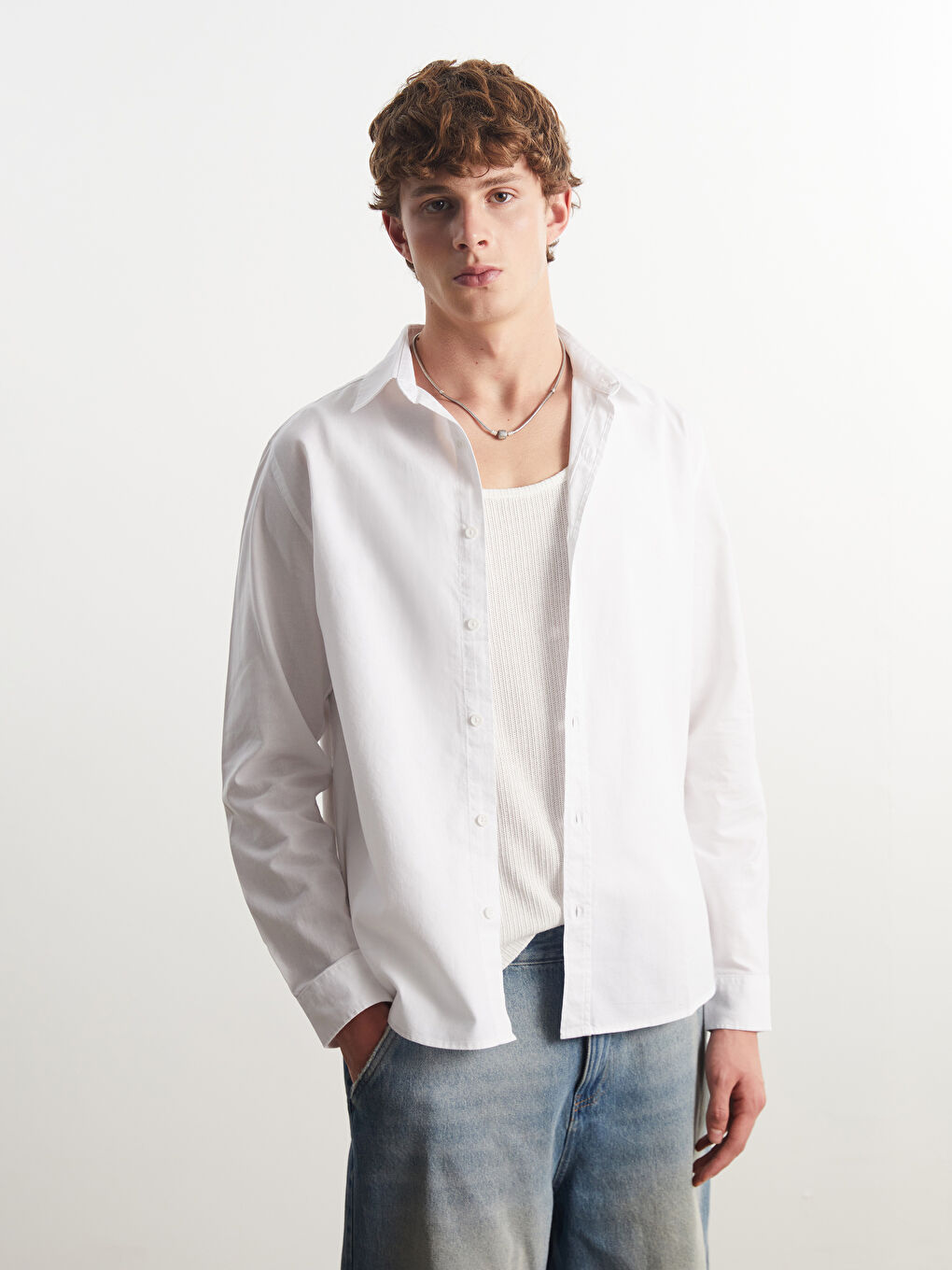 XSIDE Regular Fit Long Sleeve Gabardine Men's Shirt -W50893Z8-Q6K