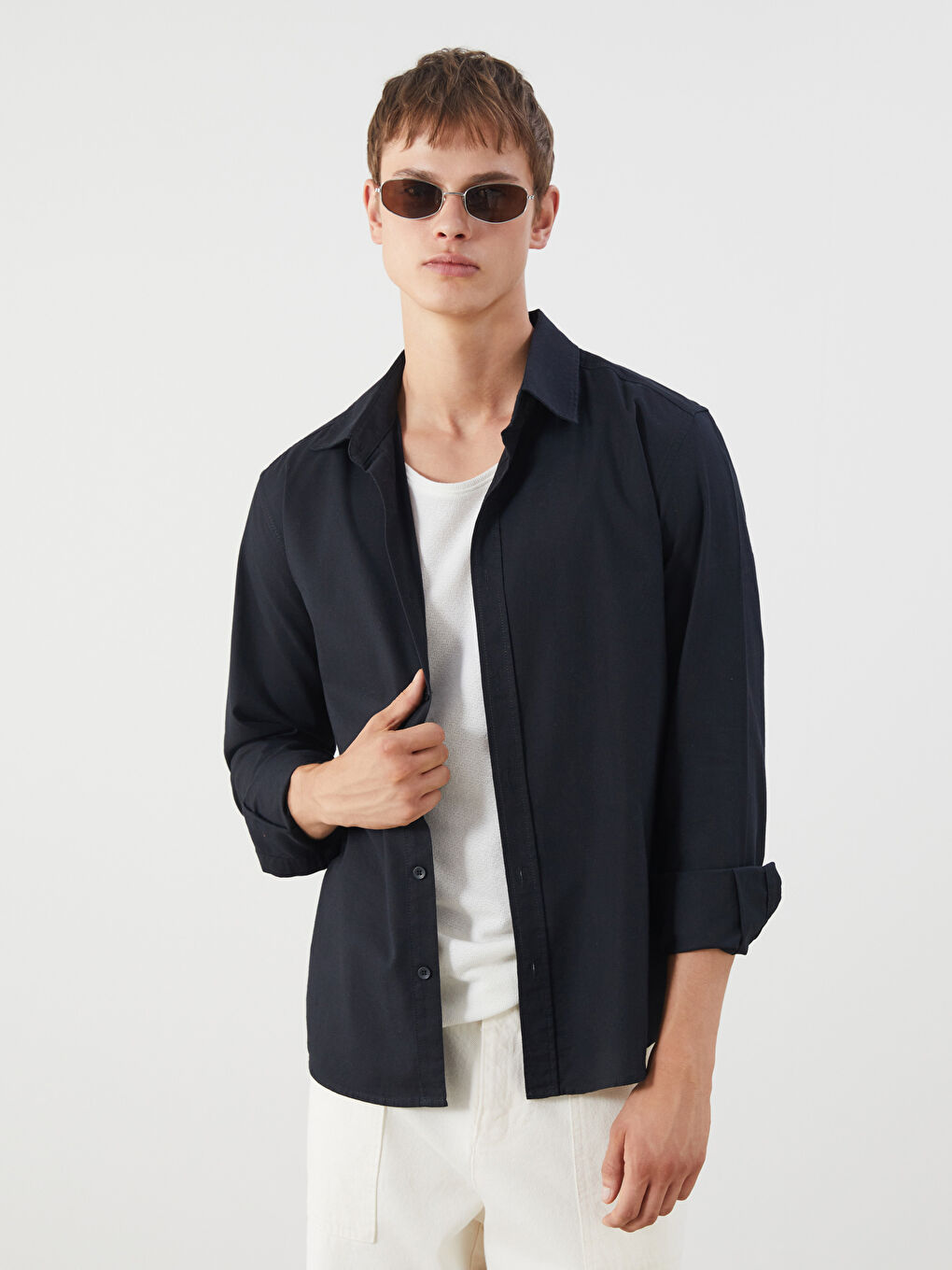 XSIDE Regular Fit Long Sleeve Gabardine Men's Shirt -W50893Z8-RQL