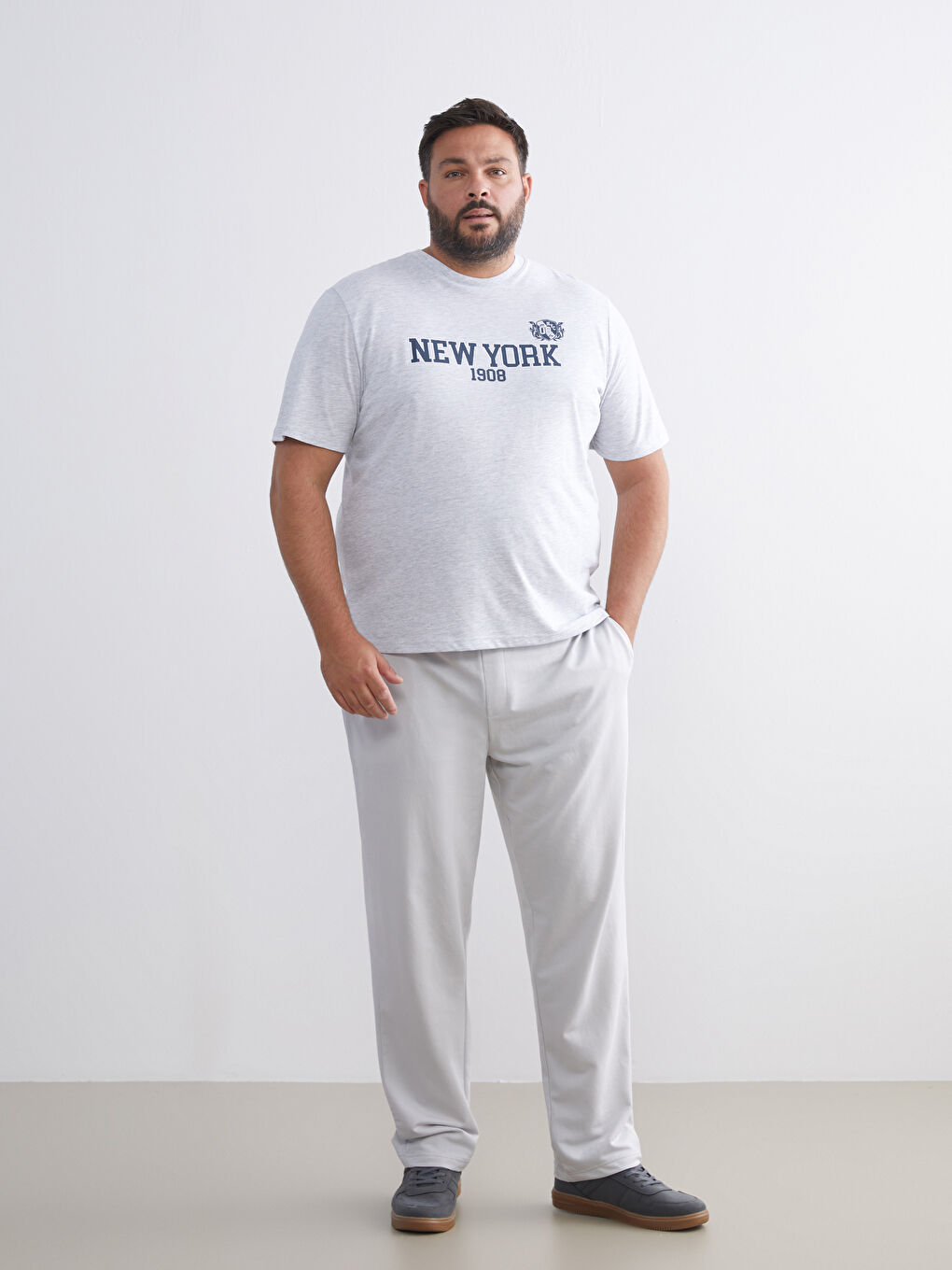 T-Shirt Jersey Imprimé New York Col Rond Pour Hommes-5
