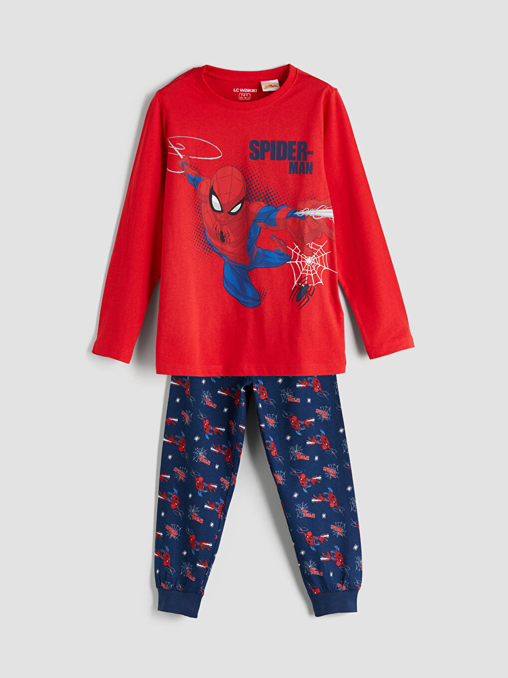 LCW Kids طقم بيجاما أولاد مطبوع سبايدر مان بكول مدور -W50956Z4-HNK