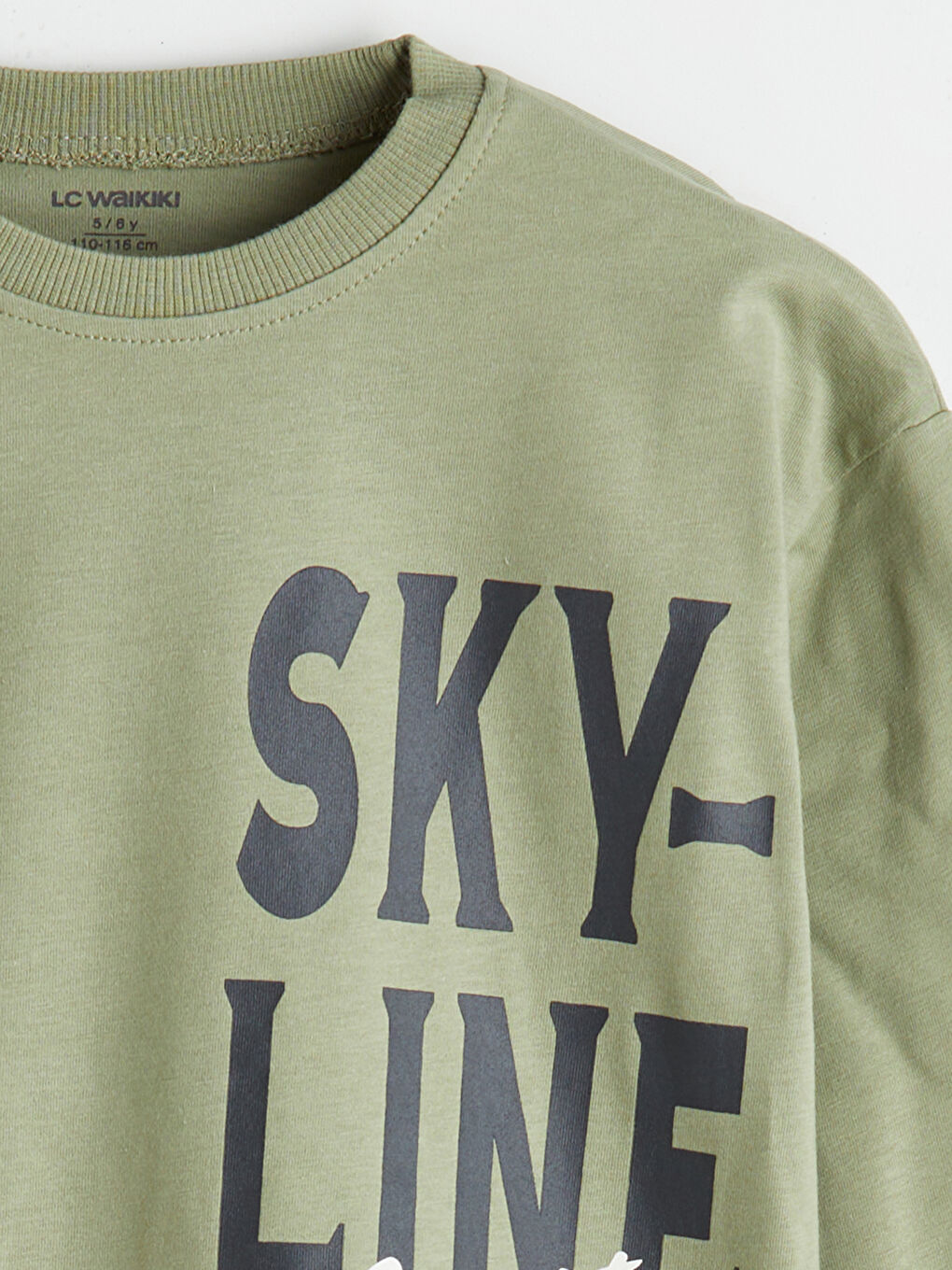 Yeşil Bisiklet Yaka Baskılı Erkek Çocuk Tişört-1