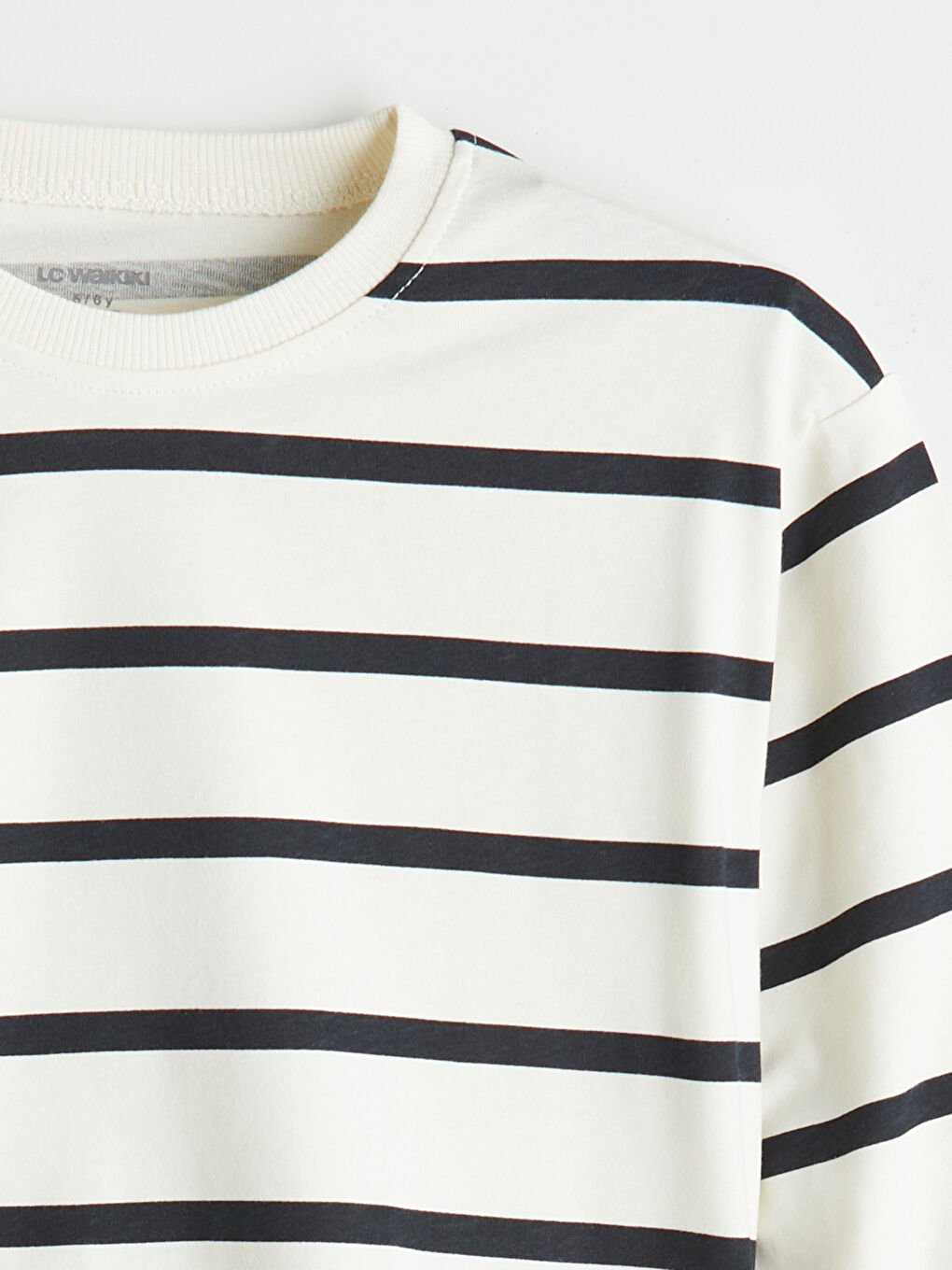 Bej Bisiklet Yaka Çizgili Erkek Çocuk Tişört-1