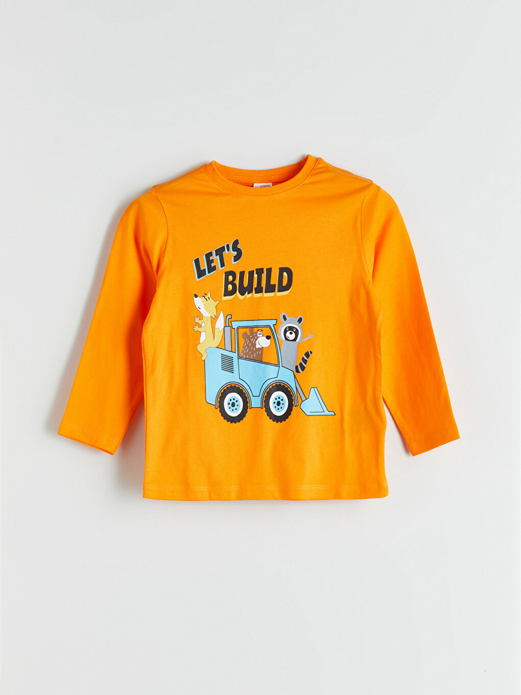 Turuncu Bisiklet Yaka Baskılı Uzun Kollu Erkek Çocuk Pijama Üst