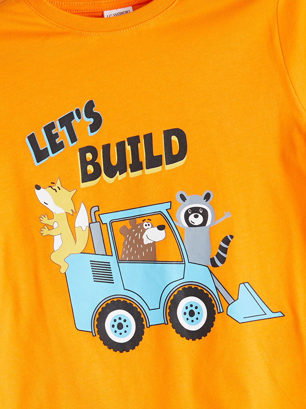 Turuncu Bisiklet Yaka Baskılı Uzun Kollu Erkek Çocuk Pijama Üst-1