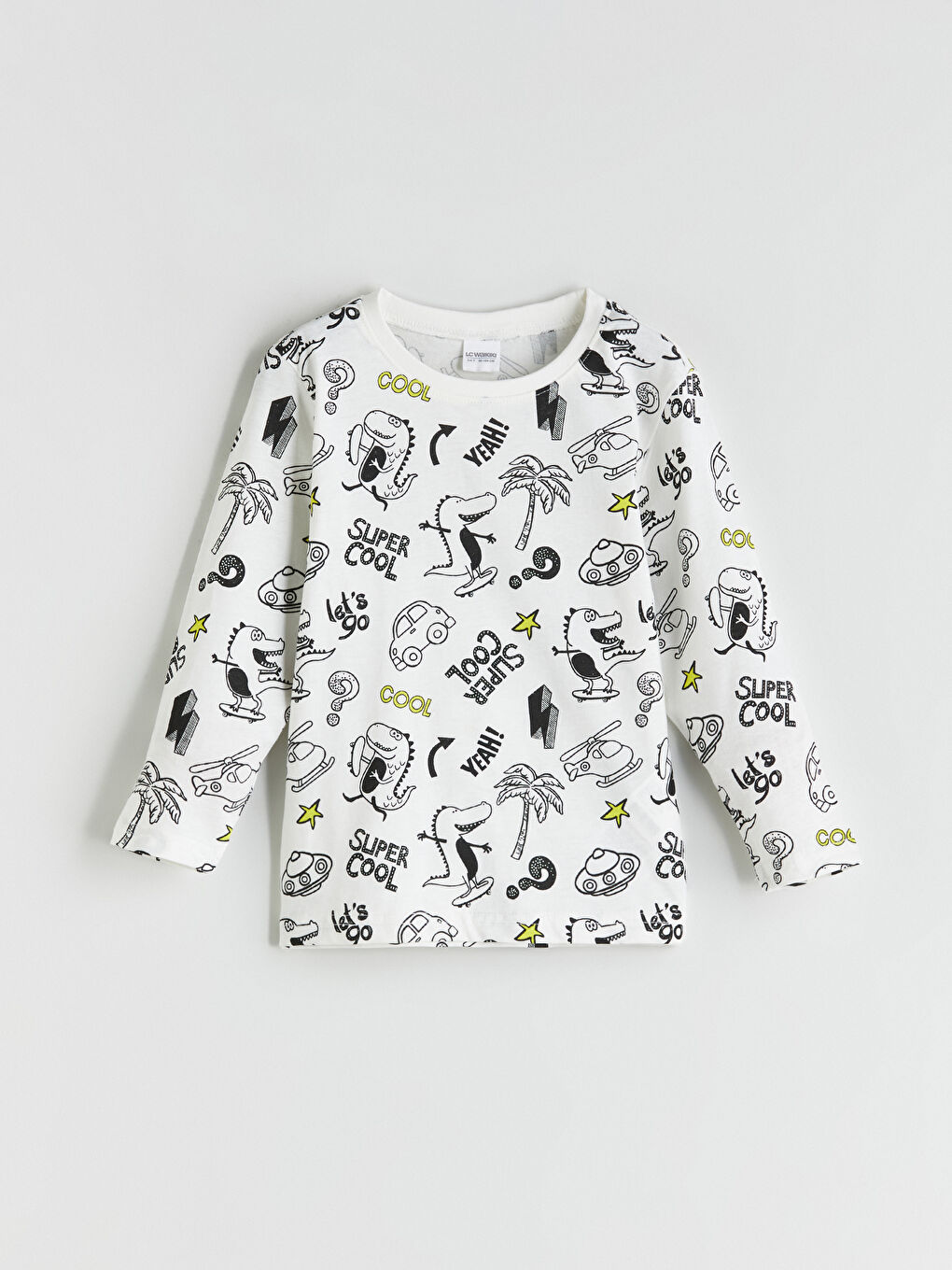 Ekru Baskılı Erkek Çocuk Pijama Üst