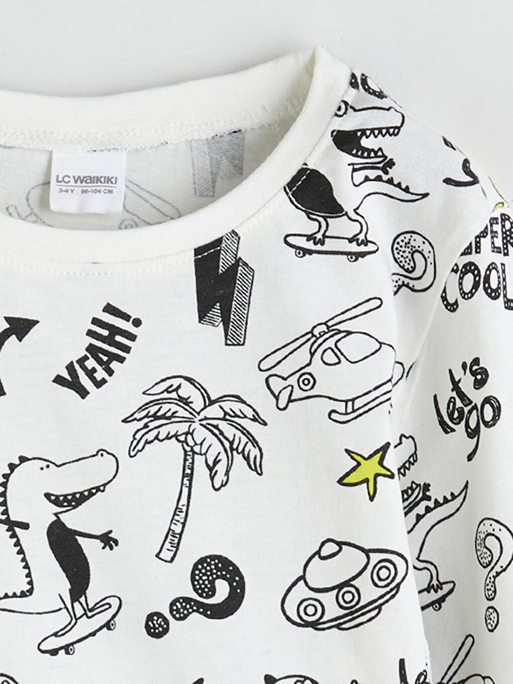 Ekru Baskılı Erkek Çocuk Pijama Üst-2