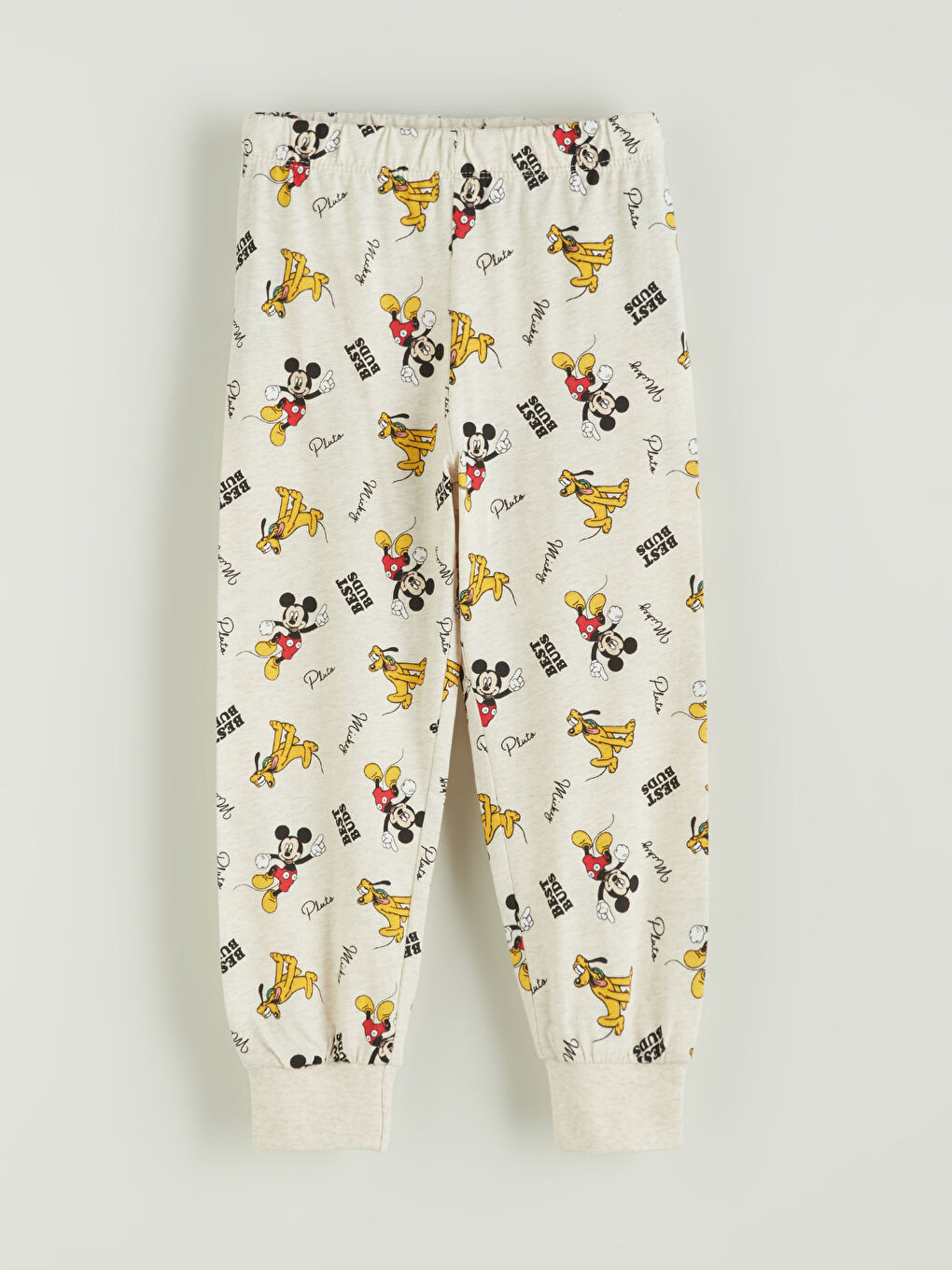 Bej Beli Lastikli Mickey Mouse Baskılı Erkek Çocuk Pijama Alt