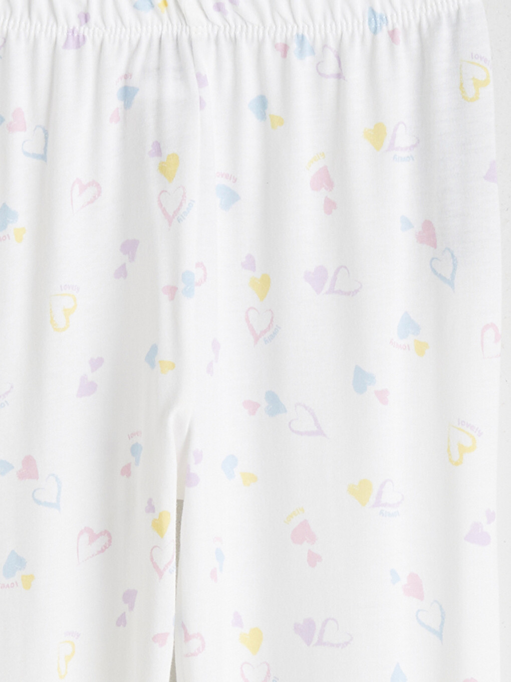 Ekru Kalp Desenli Kız Çocuk Pijama Alt-2
