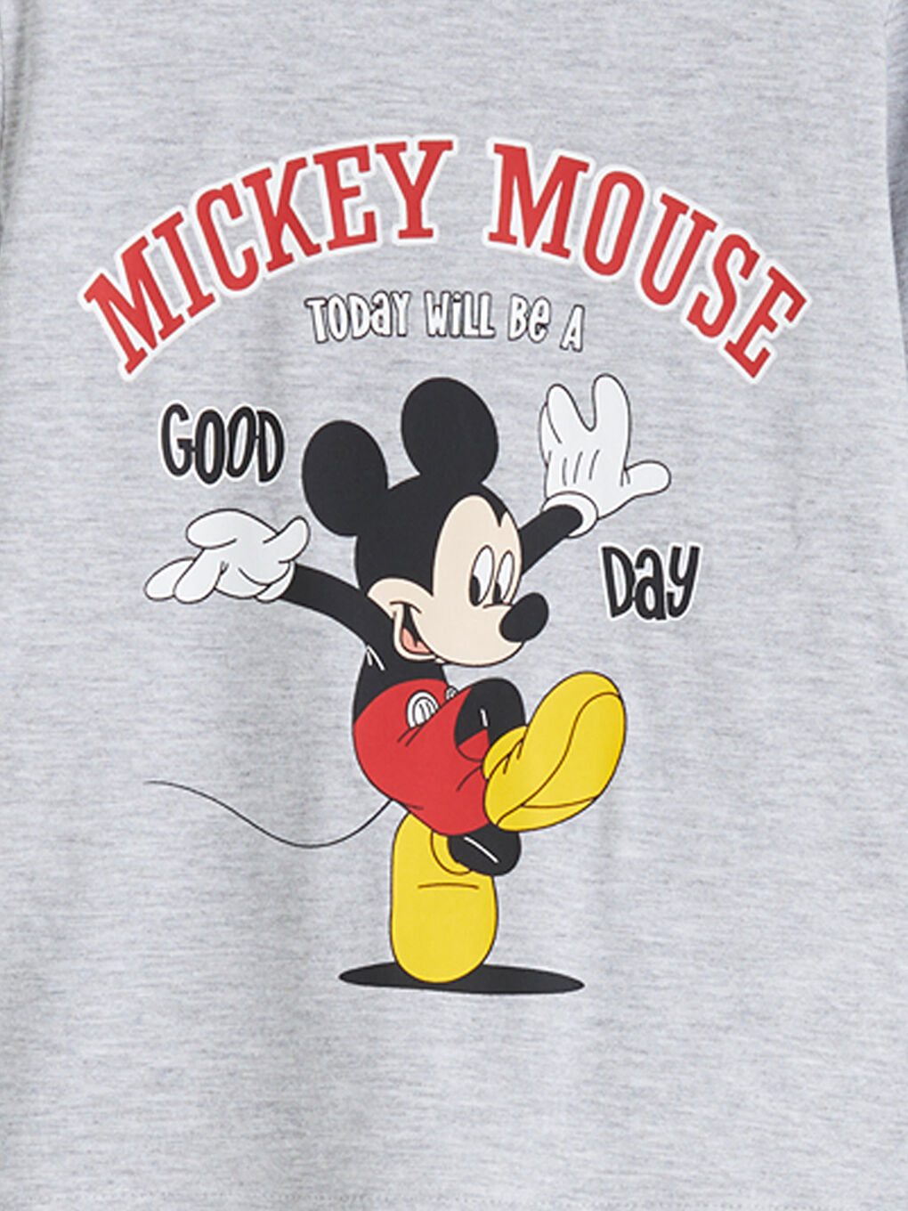 Gri Mickey Mouse Baskılı Erkek Çocuk Pijama Üst-1