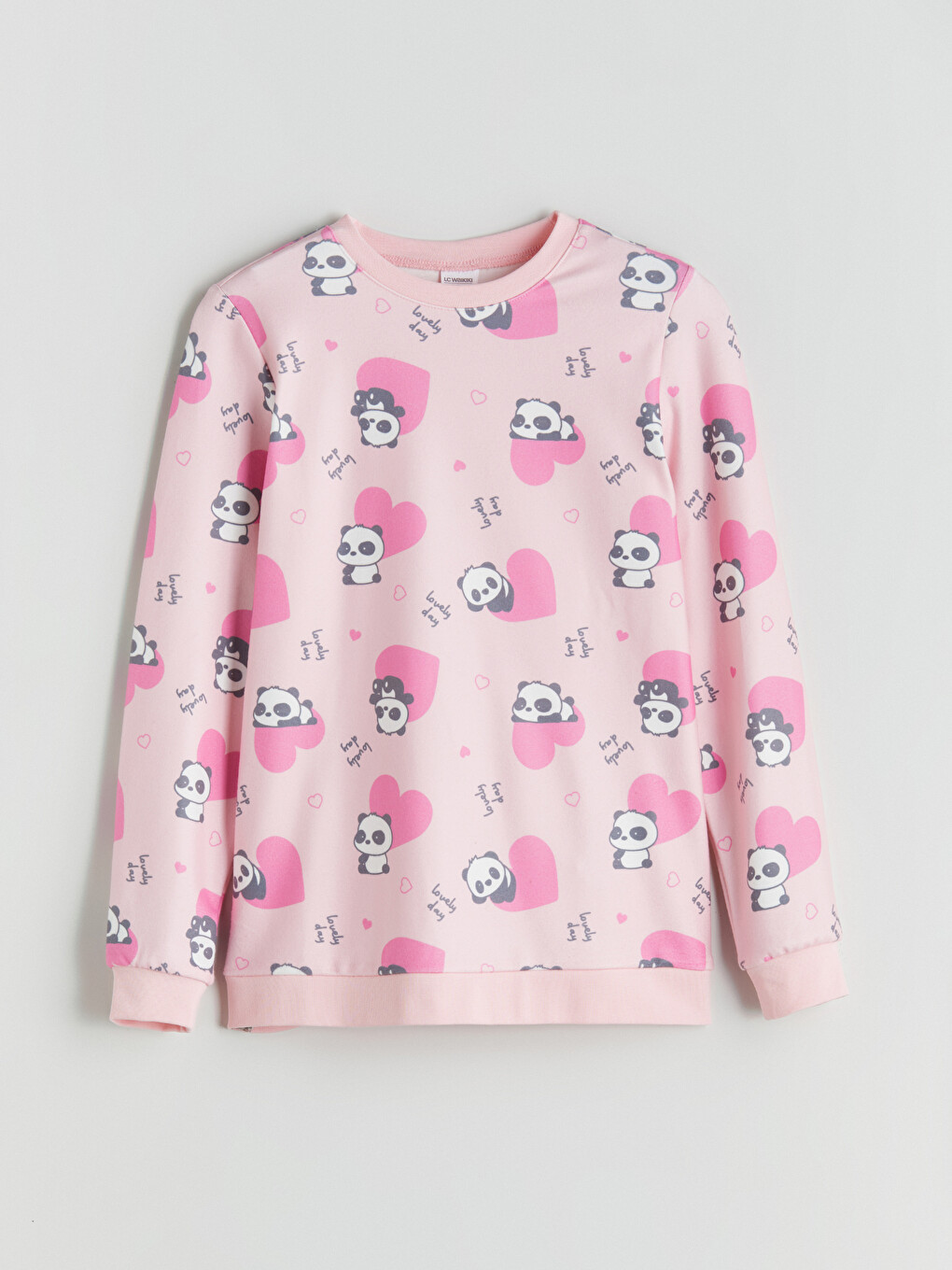 Pembe Desenli Kız Çocuk Pijama Üst