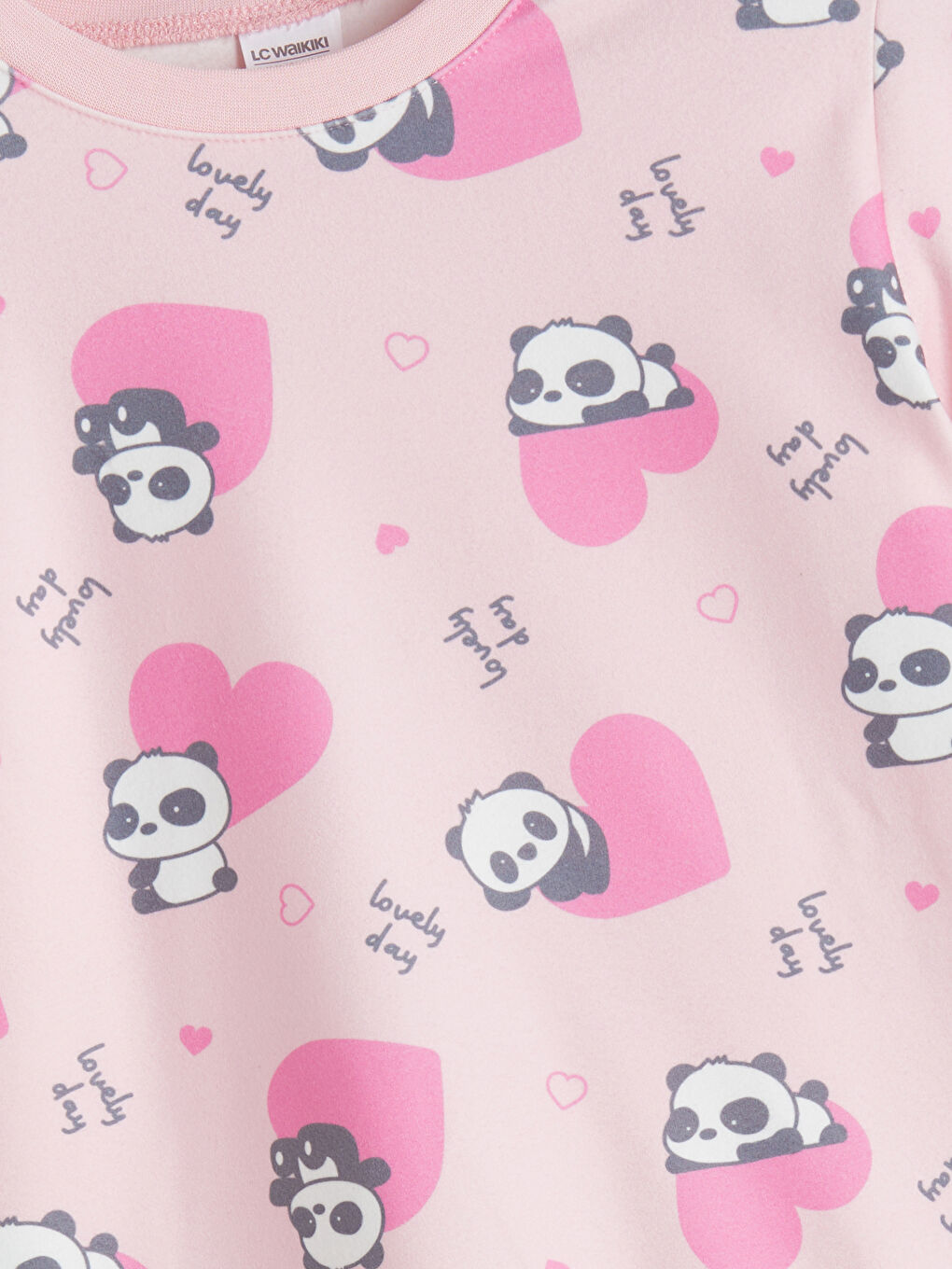 Pembe Bisiklet Yaka Baskılı Kız Çocuk Pijama Takımı-2