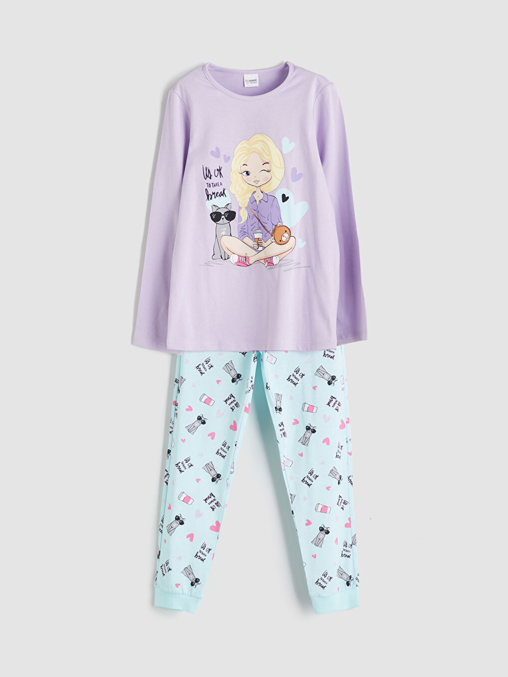 LCW Kids Komplet pidžama sa okruglim izrezom za devojčice -W51056Z4-G0W