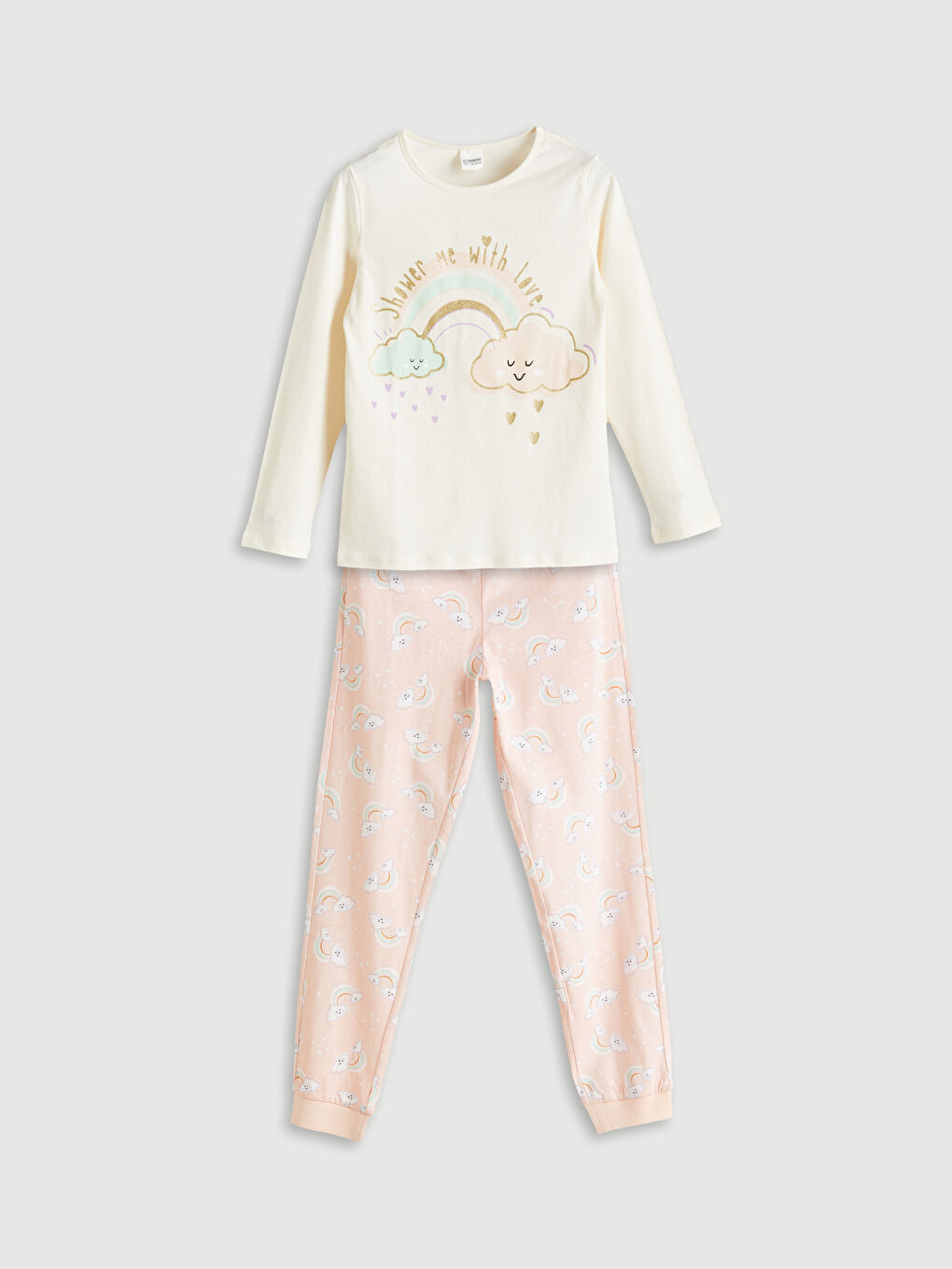 LCW Kids Crew Neck Girls' Pyjama Set -W51063Z4-FES