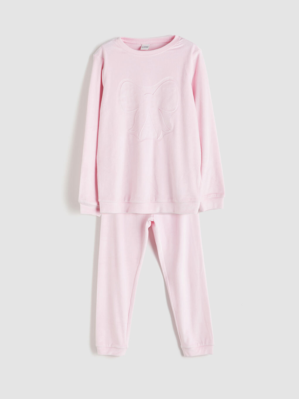 Crew Neck Velvet Girls' Pyjama Set