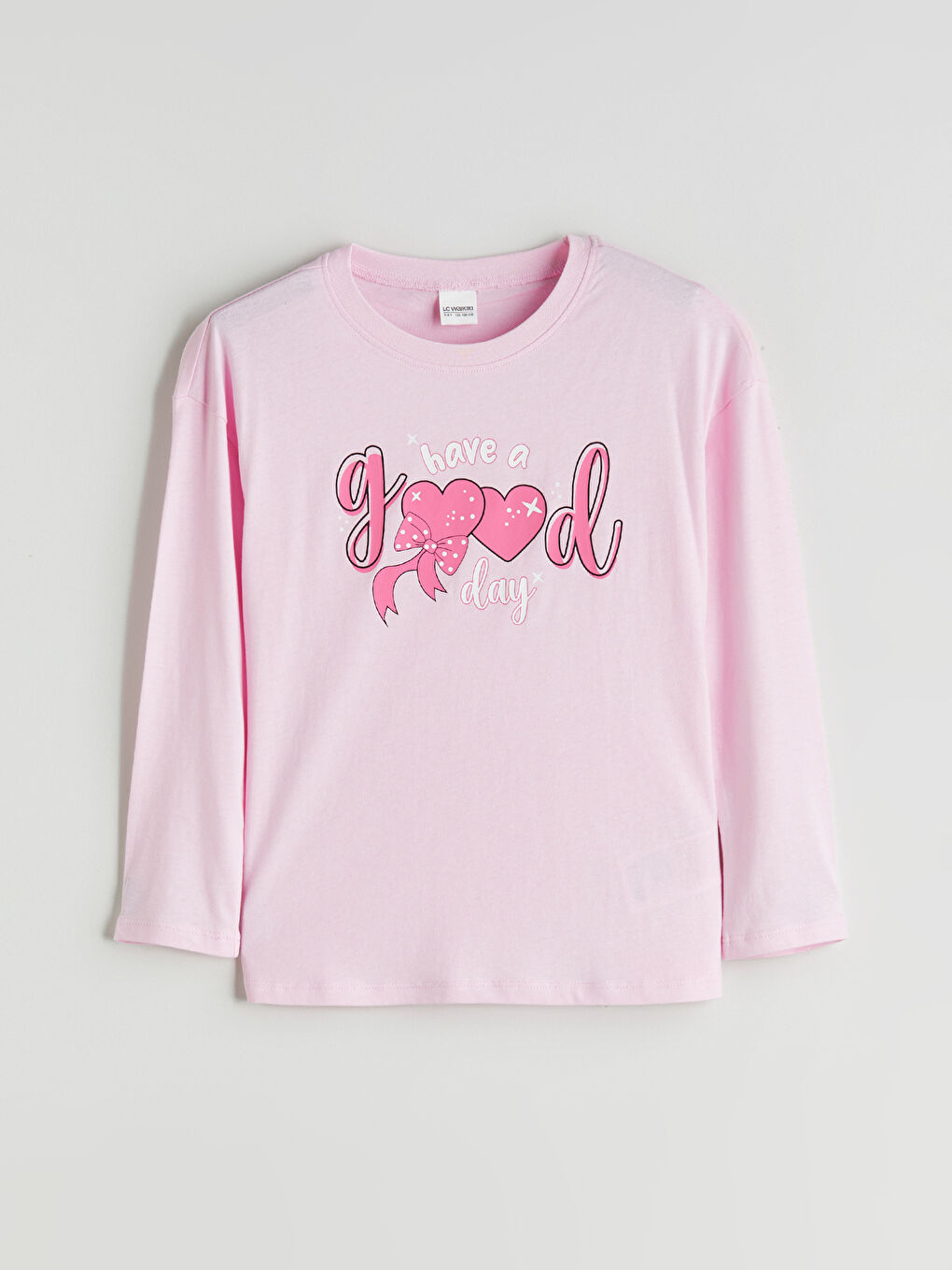 Pembe Bisiklet Yaka Kız Çocuk Pijama Üst