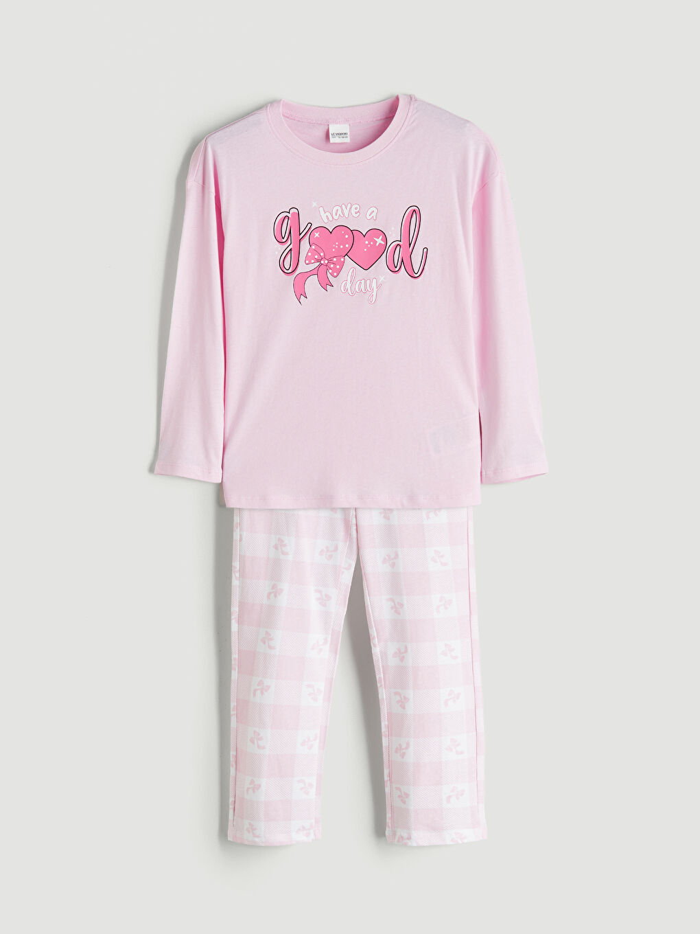LCW Kids Crew Neck Girls' Pyjama Set -W51076Z4-QXD