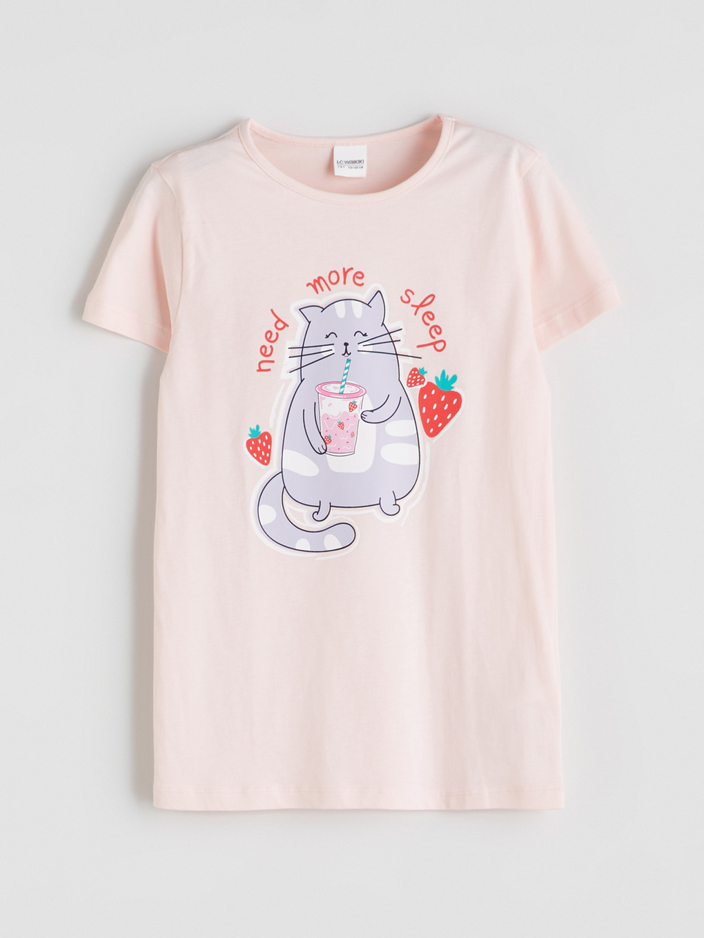 Pembe Baskılı Kız Çocuk Pijama Üst