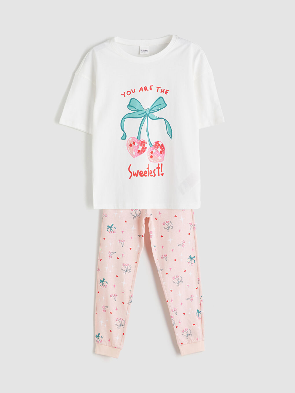 LCW Kids Crew Neck Girls' Pyjama Set -W51082Z4-FDU