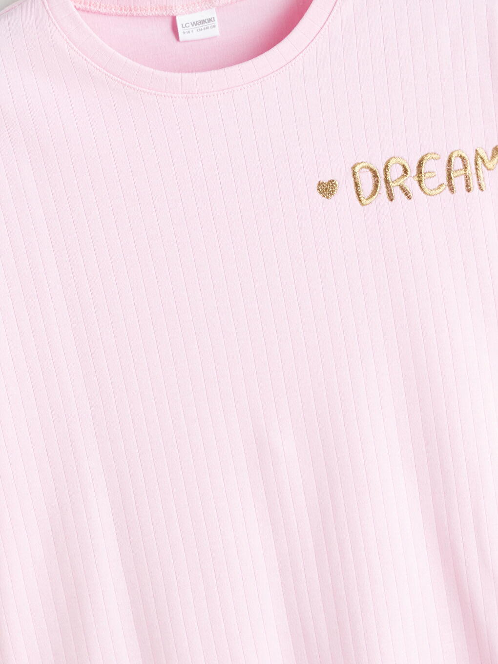 Pembe Nakışlı Kız Çocuk Pijama Üst-2