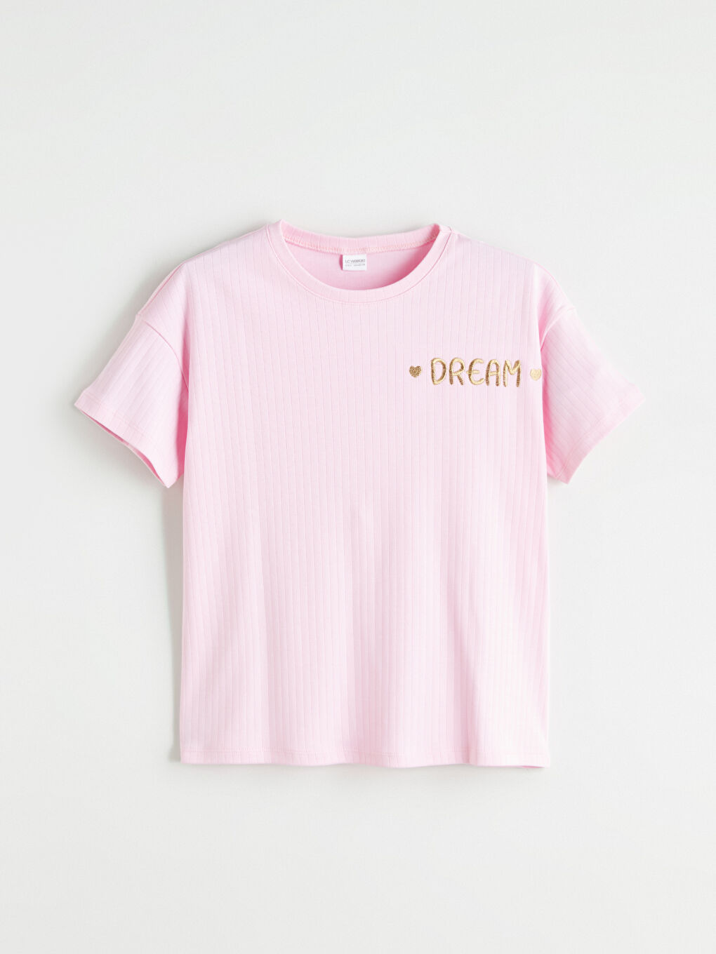 Pembe Bisiklet Yaka Kız Çocuk Pijama Takımı-1