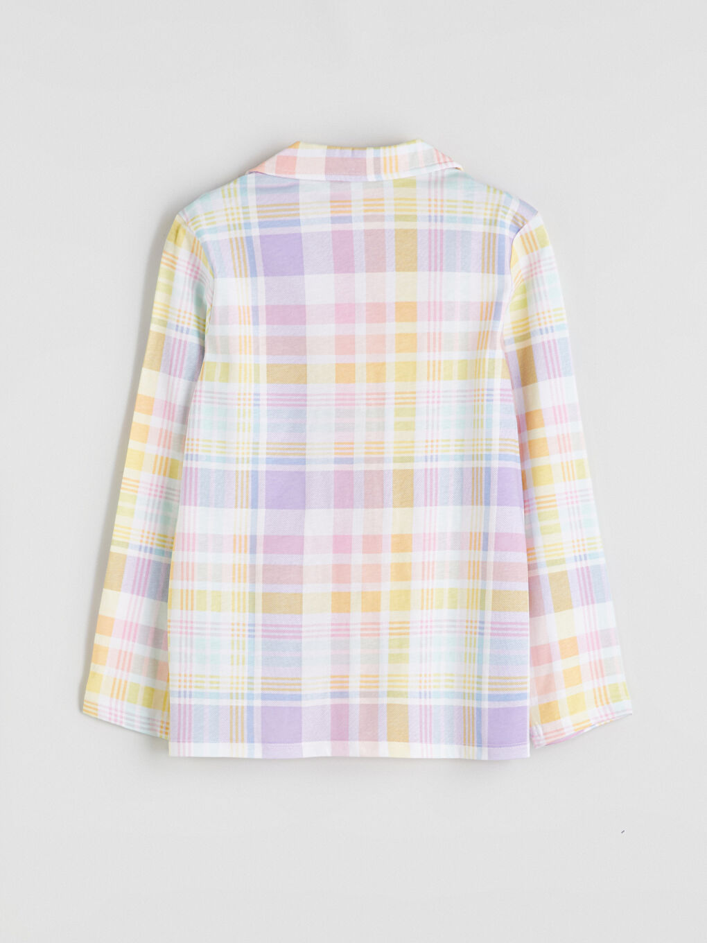 Beyaz Gömlek Yaka Ekose Kız Çocuk Pijama Üst-1