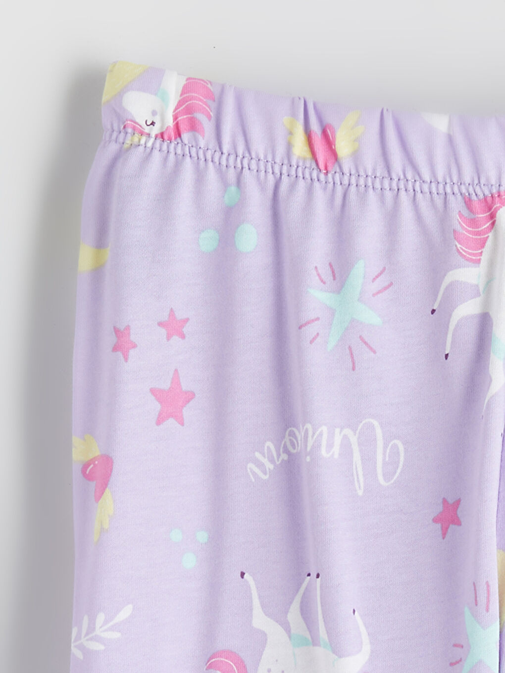 Lila Beli Lastikli Baskılı Kız Çocuk Pijama Alt-2