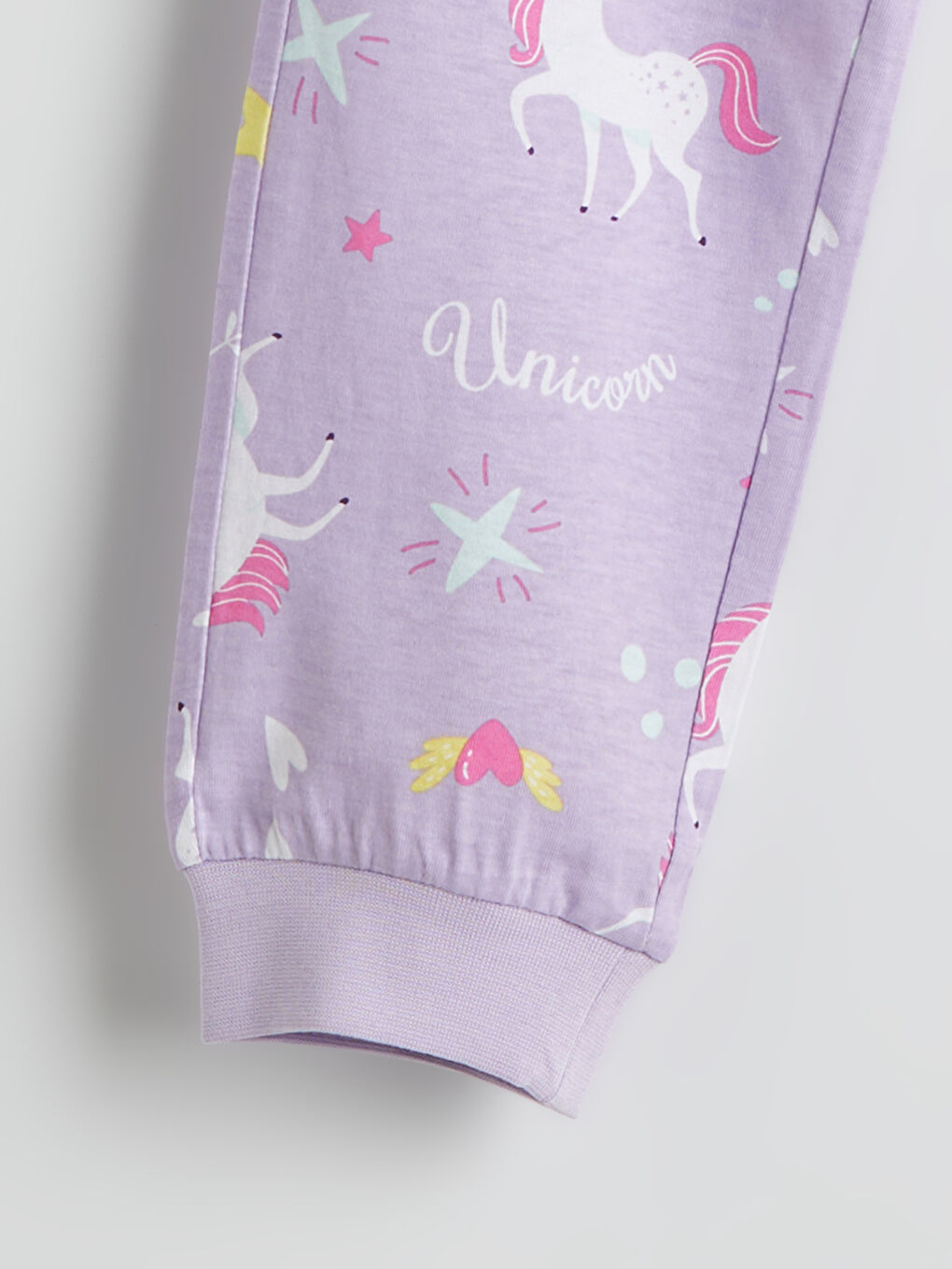 Lila Beli Lastikli Baskılı Kız Çocuk Pijama Alt-3