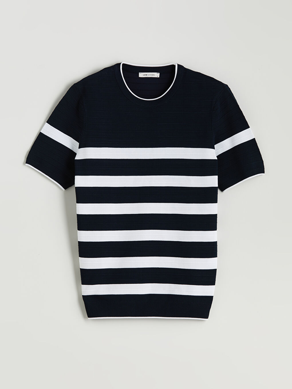 LCW Vision Crew Neck Short Sleeve Striped Men's Knitwear Sweater -W51114Z8-RFH