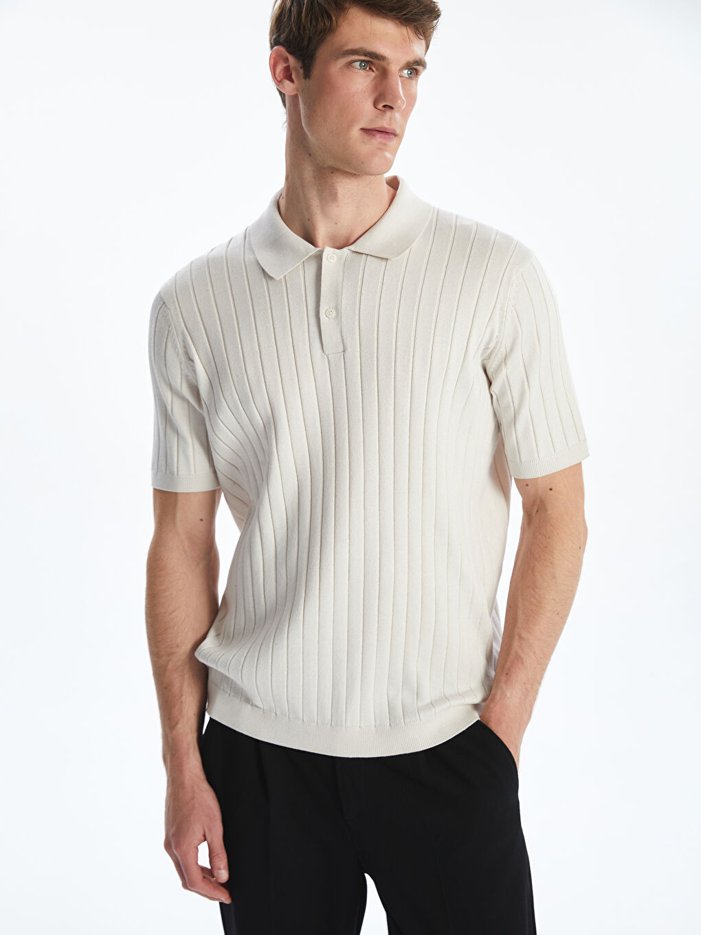 LCW Vision Polo Neck Short Sleeve Men's Knitwear Sweater -W51115Z8-YVP