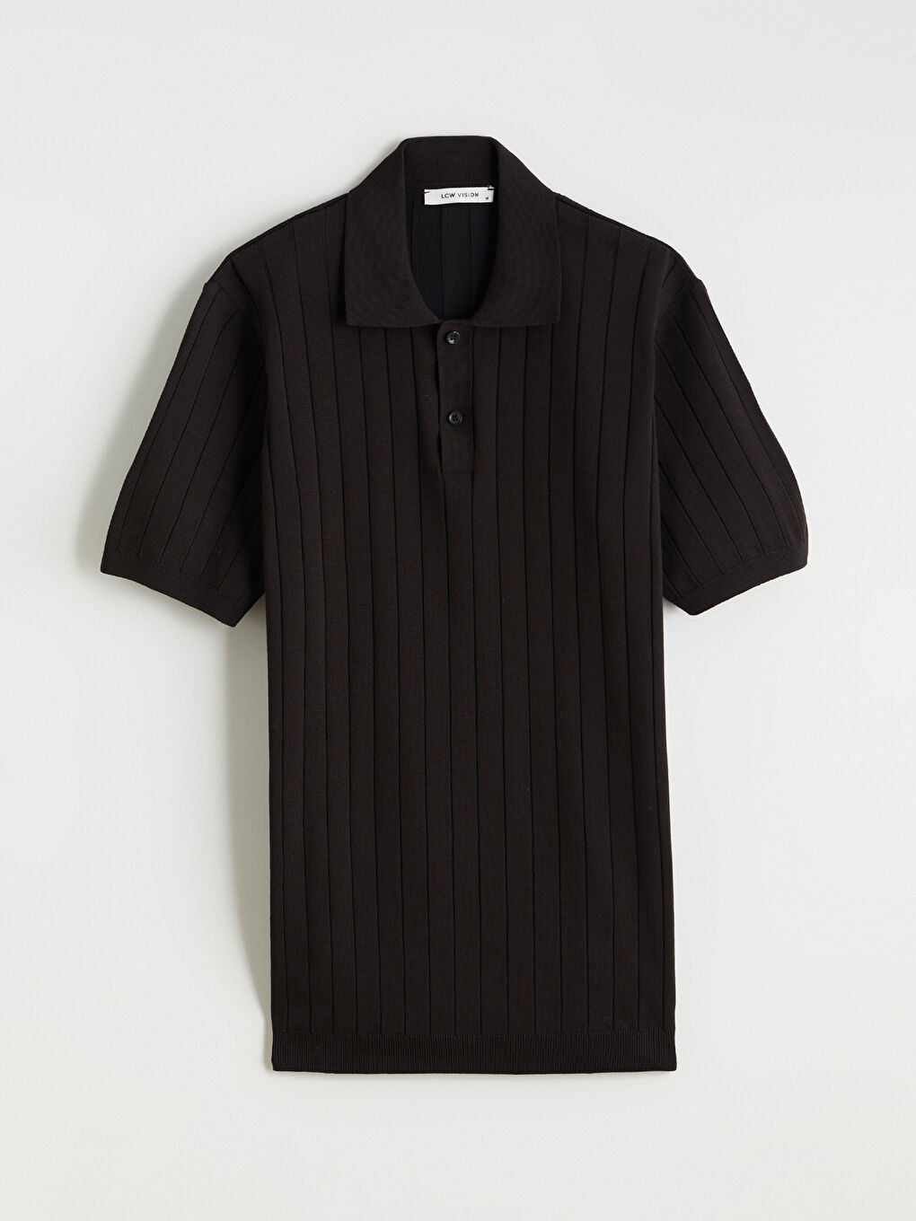 Kahverengi Polo Yaka Kısa Kollu Erkek Triko Kazak-4