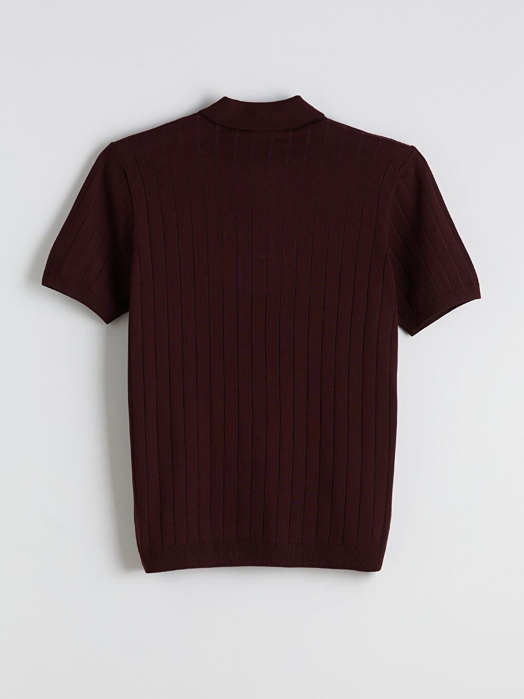 Bordo Polo Yaka Kısa Kollu Erkek Triko Kazak-5