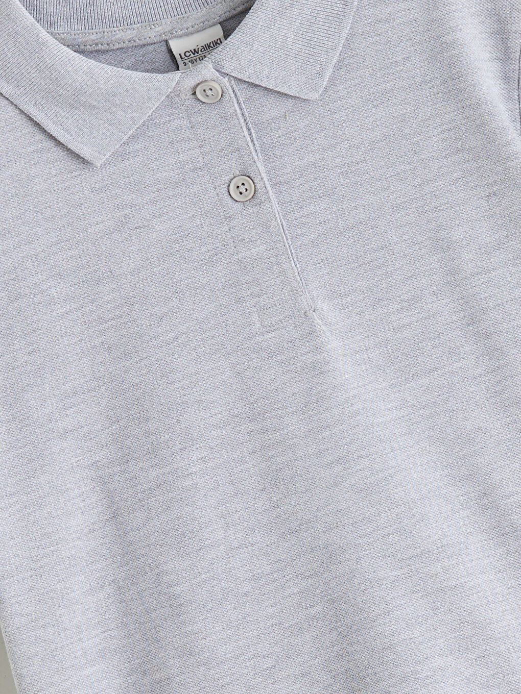 Gri Polo Yaka Kız Çocuk Tişört-1