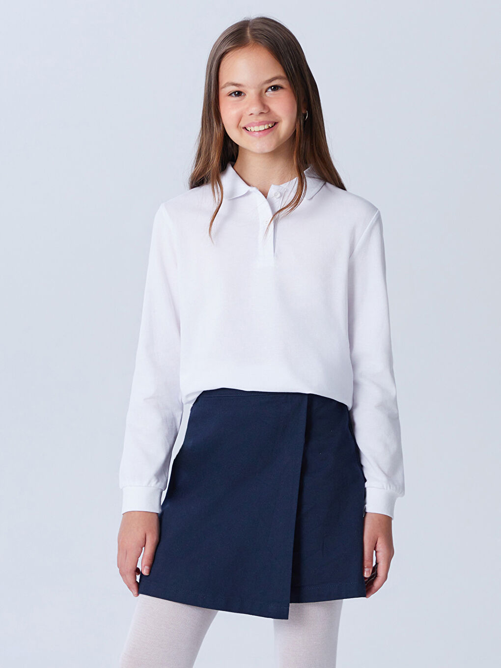 LCW Kids Тениска с Поло яка и Дълъг ръкав за момичета -W51132Z4-Q6K