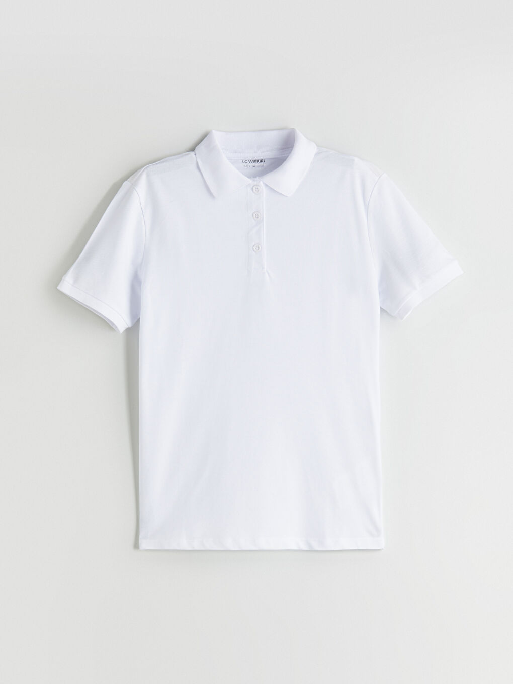 Beyaz Polo Yaka Basic Kısa Kollu Kız Çocuk Tişört-1