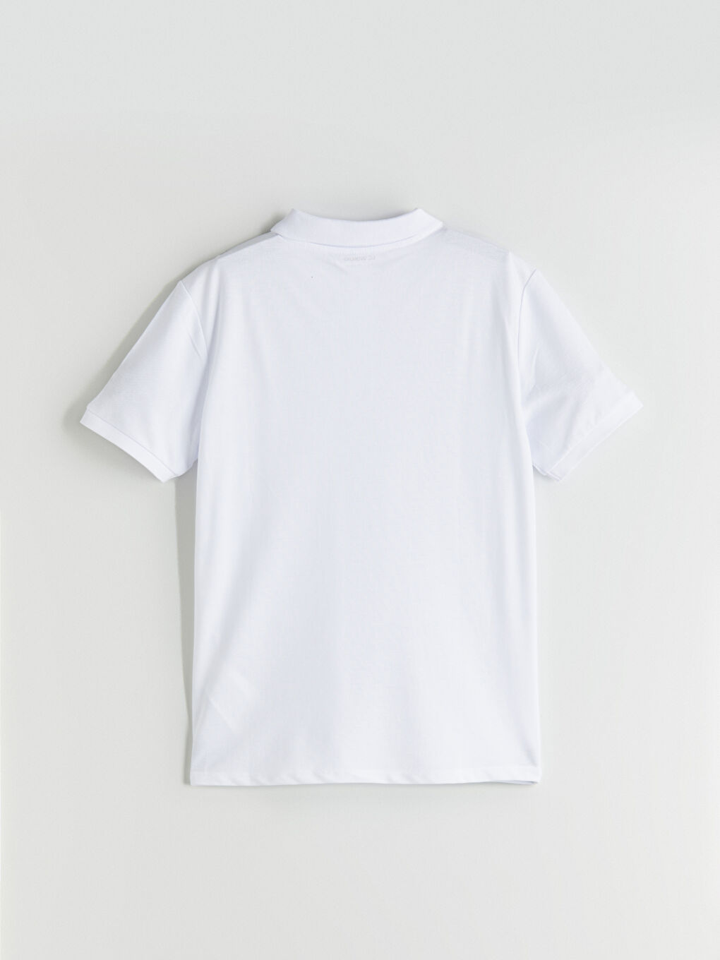 Beyaz Polo Yaka Basic Kısa Kollu Kız Çocuk Tişört-3