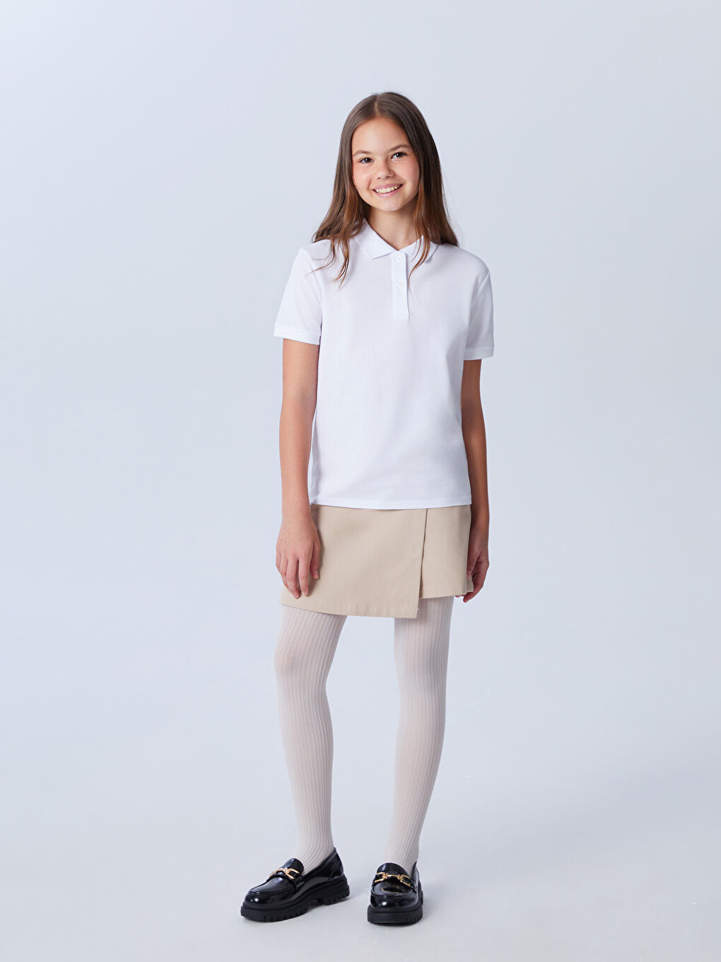 LCW Kids Тениска с Поло яка, Изчистена, Къс ръкав, за момичета, 2 опаковки -W51136Z4-Q6K