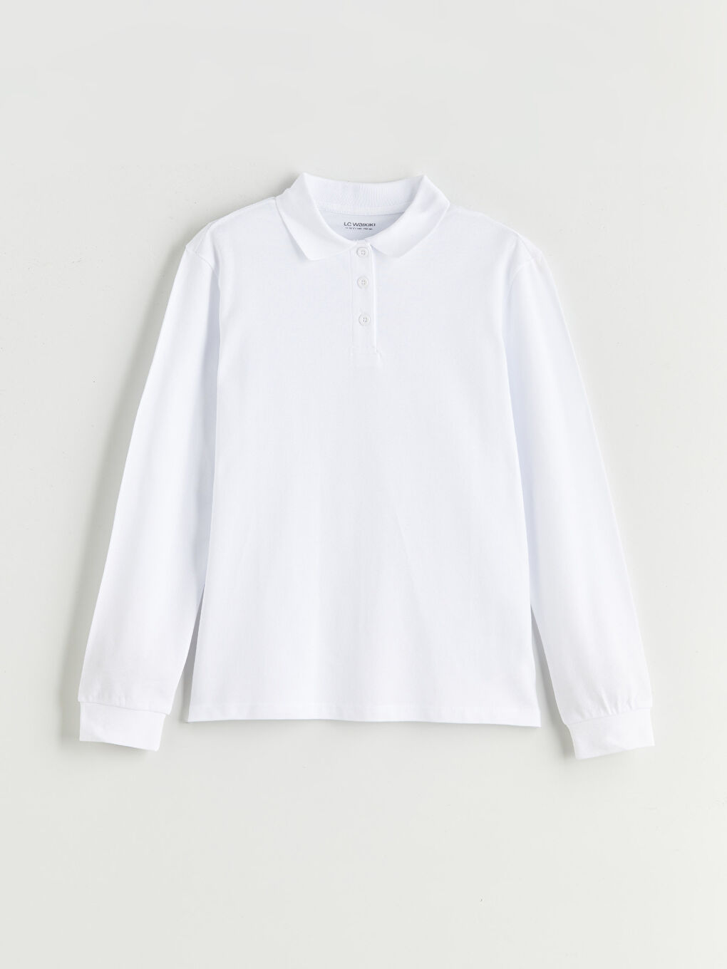 Beyaz Polo Yaka Basic Kız Çocuk Tişört