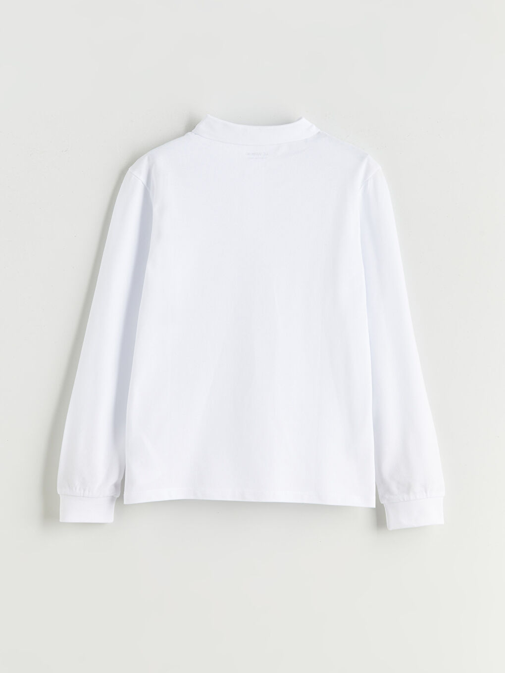 Beyaz Polo Yaka Basic Kız Çocuk Tişört-1