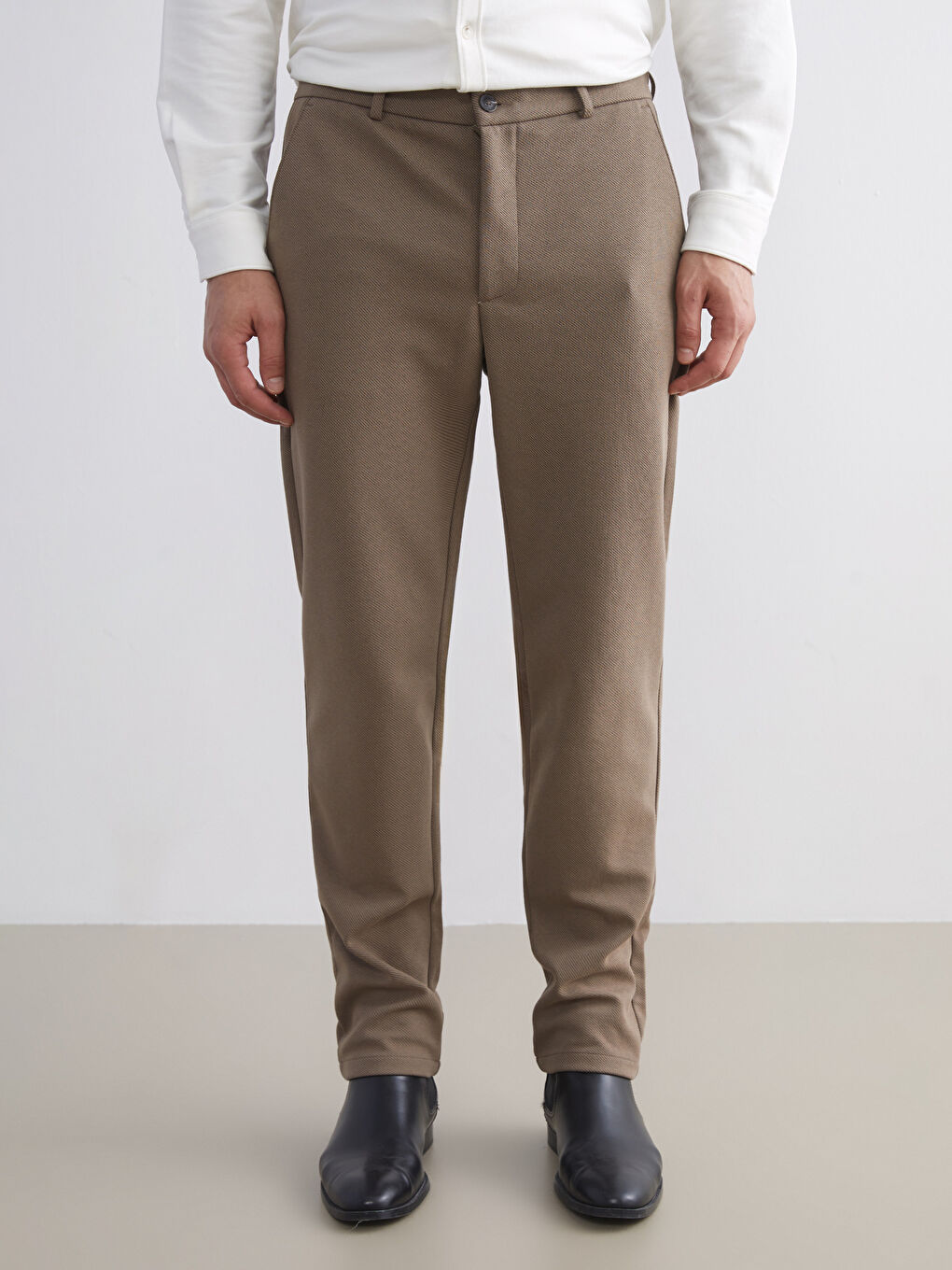 Kahverengi Standart Kalıp Erkek Pantolon-2