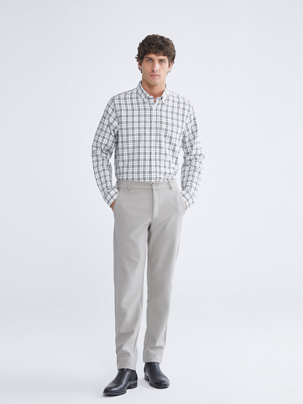 Bej Standart Kalıp Erkek Pantolon