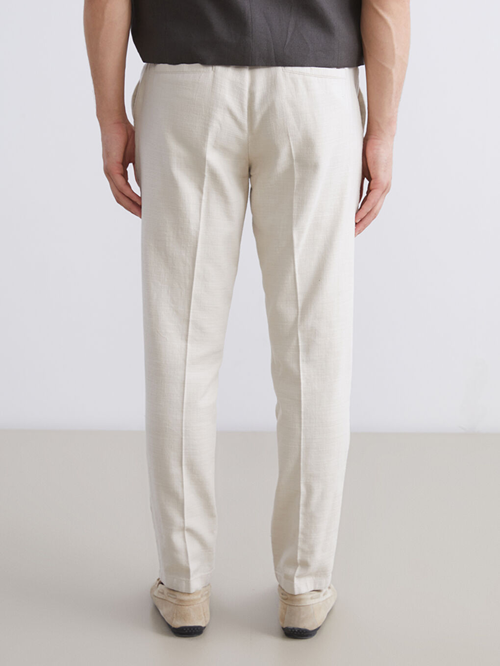 Regular Fit Linen-Look Men's Trousers-3