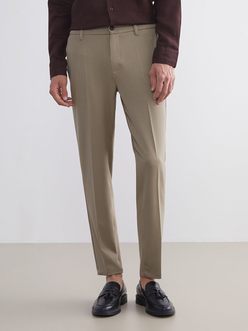 Yeşil Yandan Cepli Beli Lastikli Erkek Pantolon-1