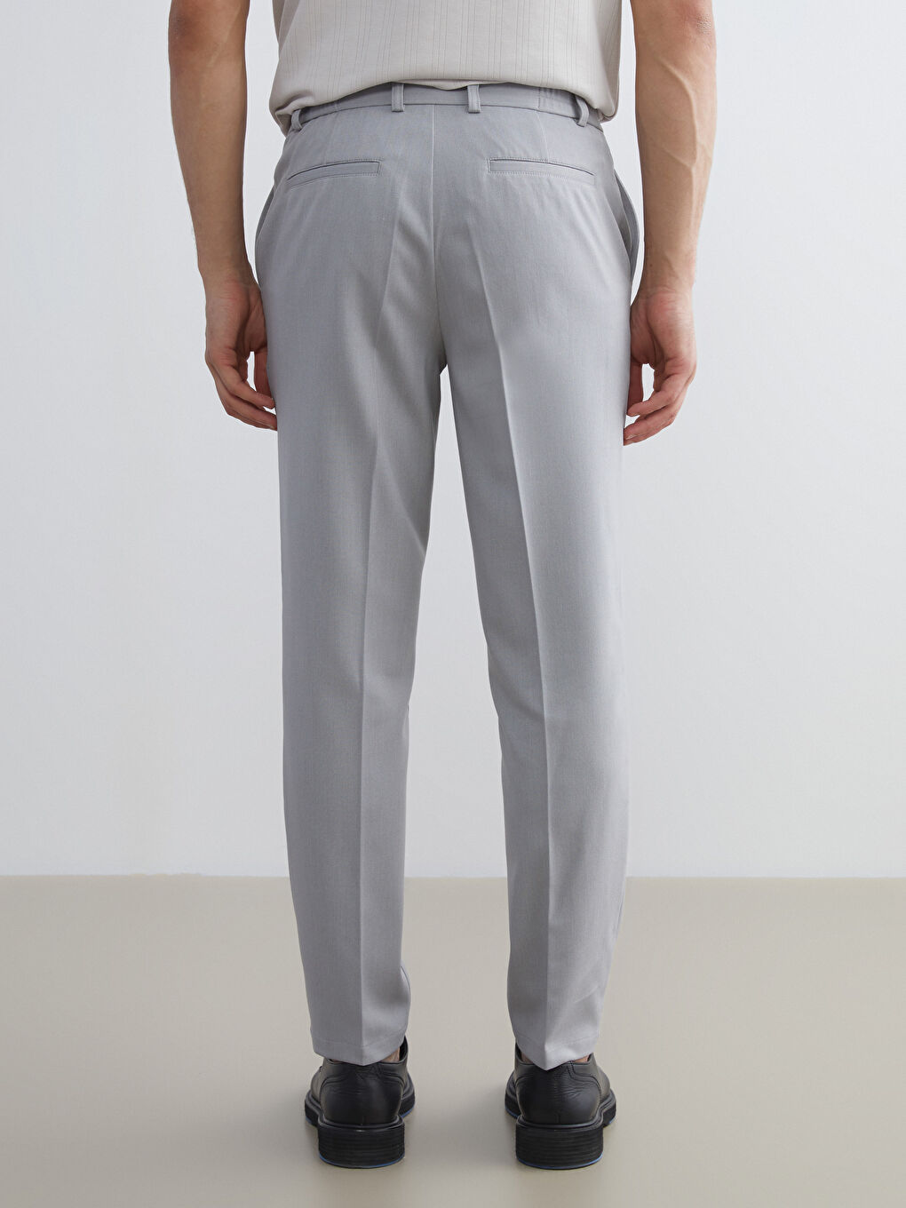 Side Pocket Elastic Waist Men's Trousers-3