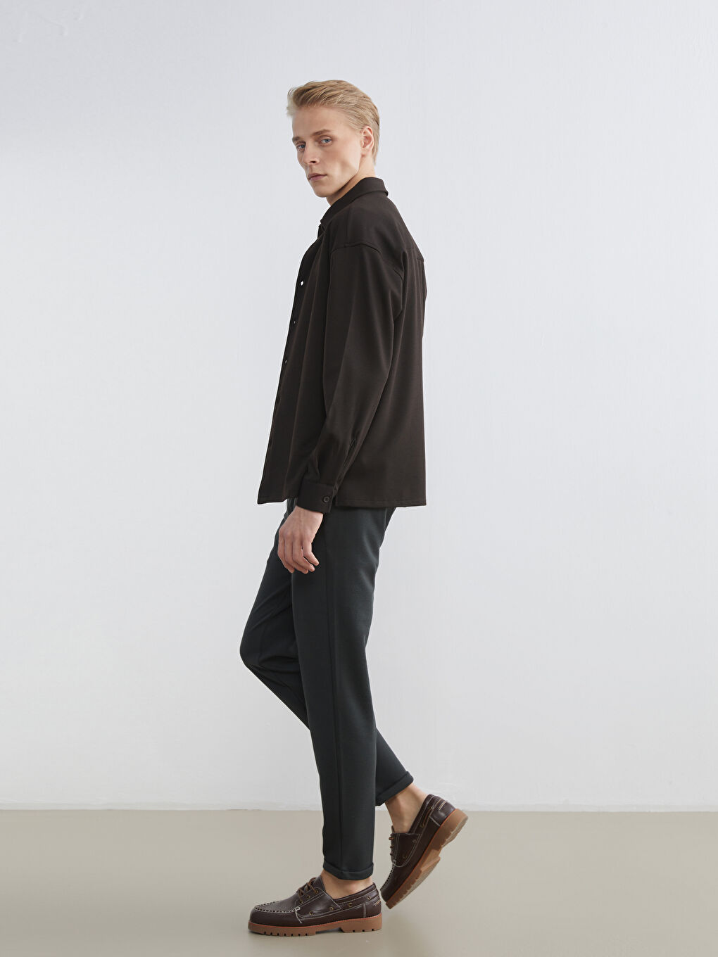 Petrol Standart Kalıp Erkek Pantolon-1