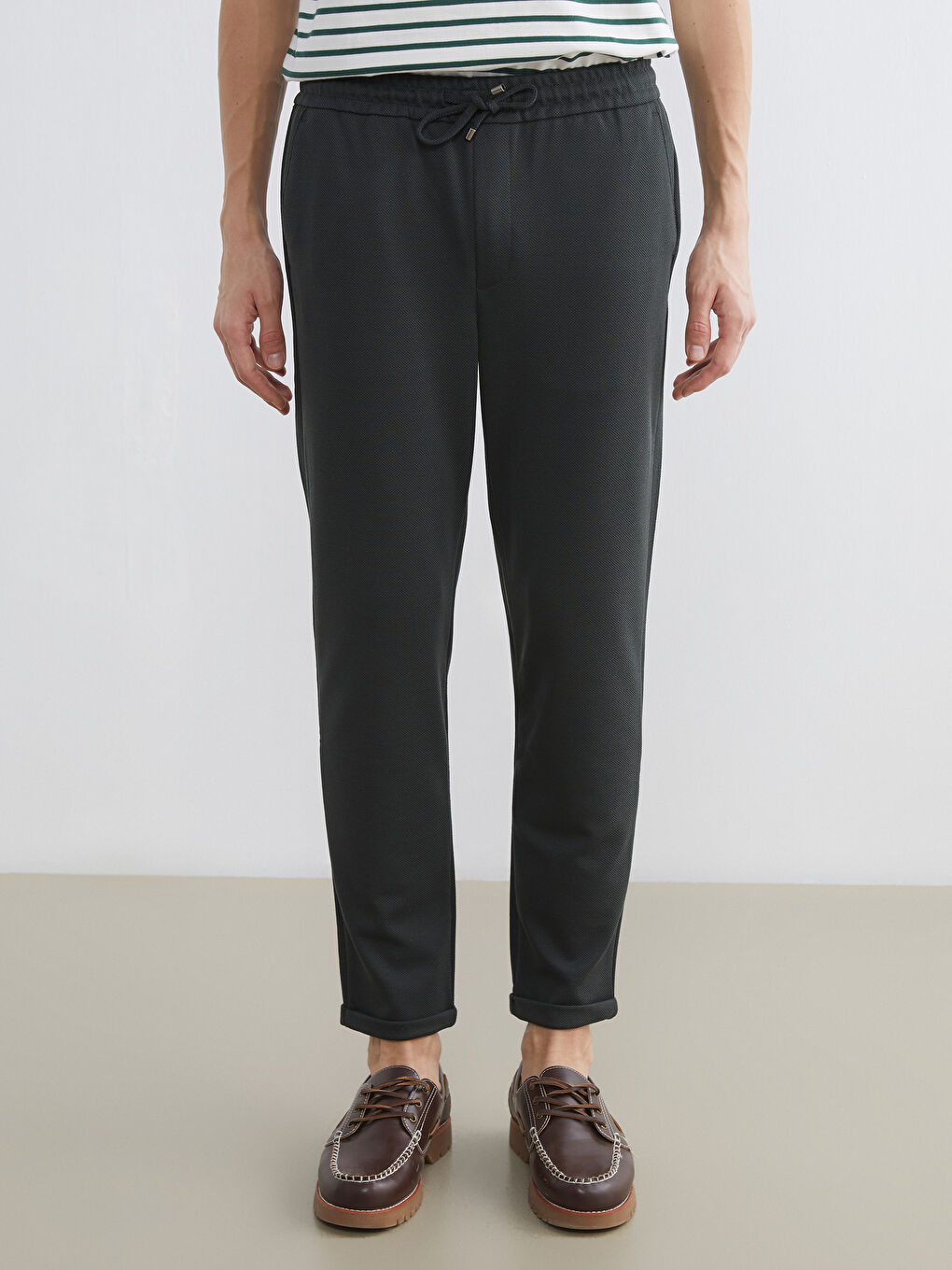 Petrol Standart Kalıp Erkek Pantolon-2